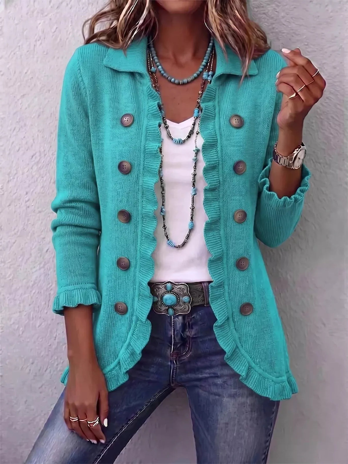 The Eloise Ruffle Cardigan | STAHlin RADIANCE