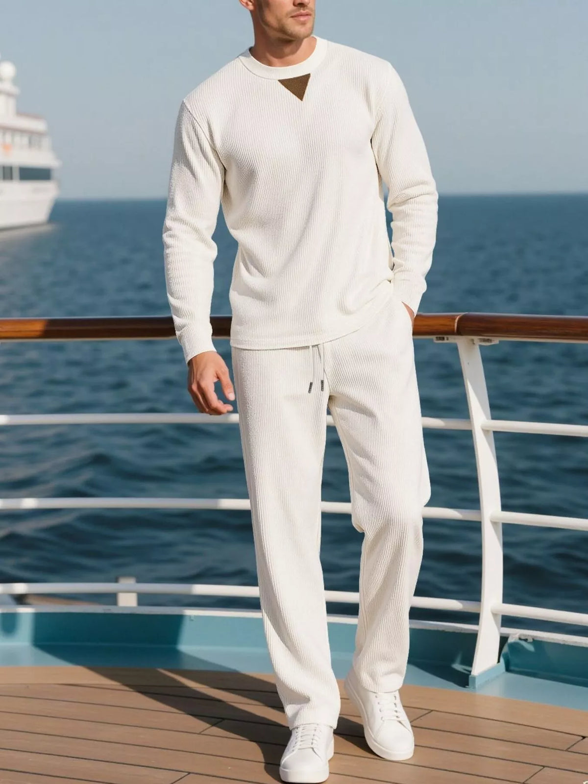 Men's Full Size Casual Crewneck Long Sleeve Sweatshirt and Jogger Set Plus Size | STAHlin RADIANCE