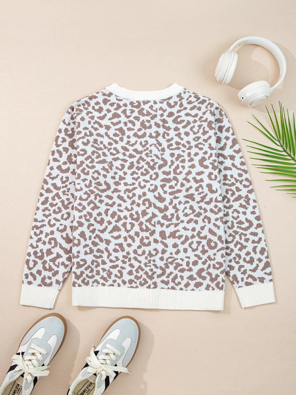 Leopard Drop Shoulder Chunky Knitted Cardigan | STAHlin RADIANCE