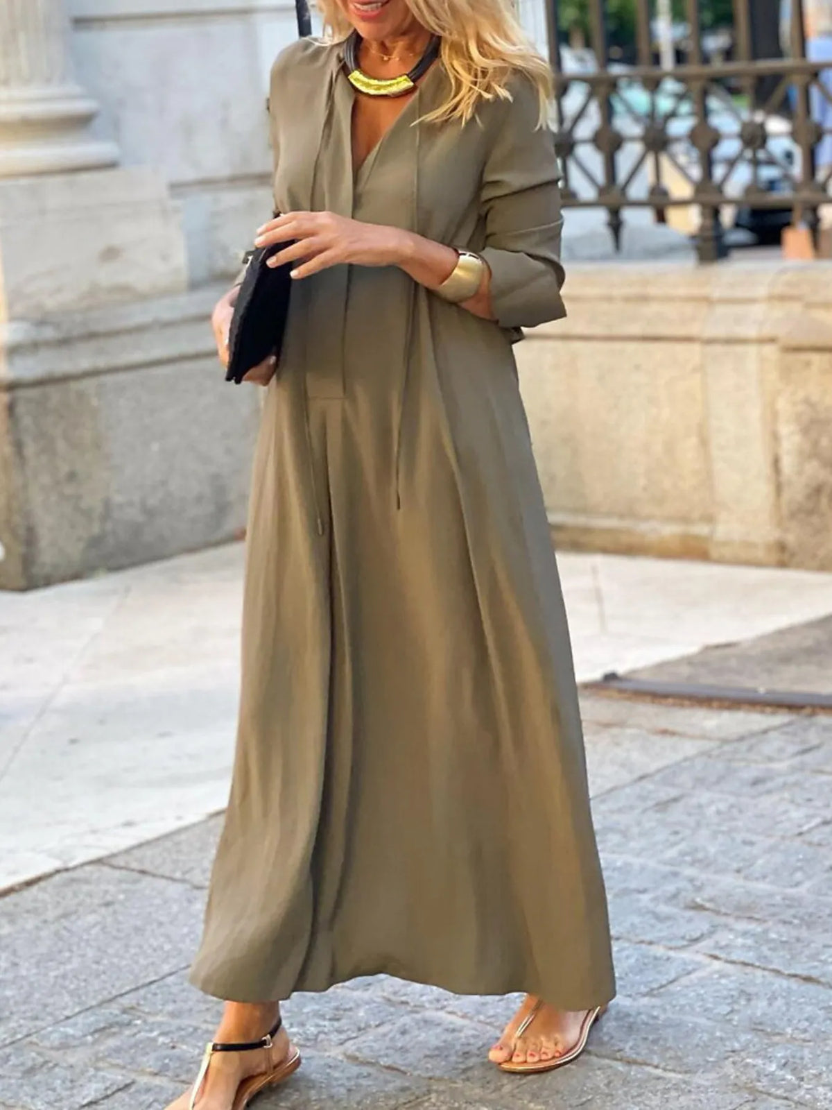 Full Size Solid Color Maxi Shirt Dress Plus Size | STAHlin RADIANCE
