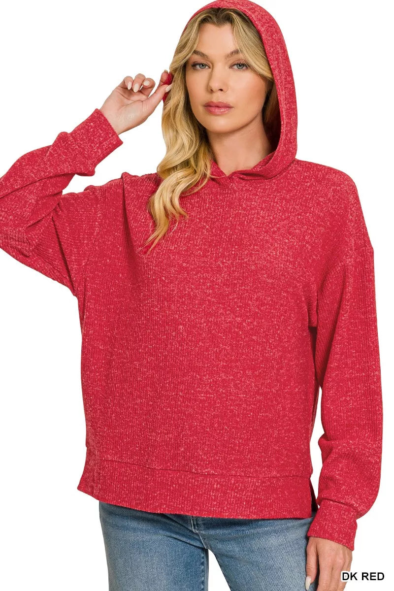 Zenana Brushed Ribbed Hacci Hoodie Pullover | STAHlin RADIANCE