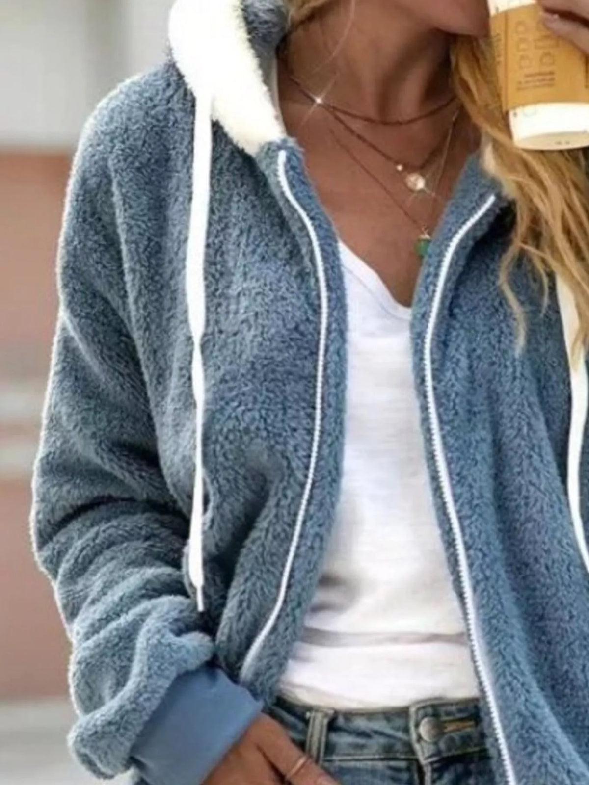Full Size Cozy Fleece Zip-Up Hooded Jacket Plus Size | STAHlin RADIANCE