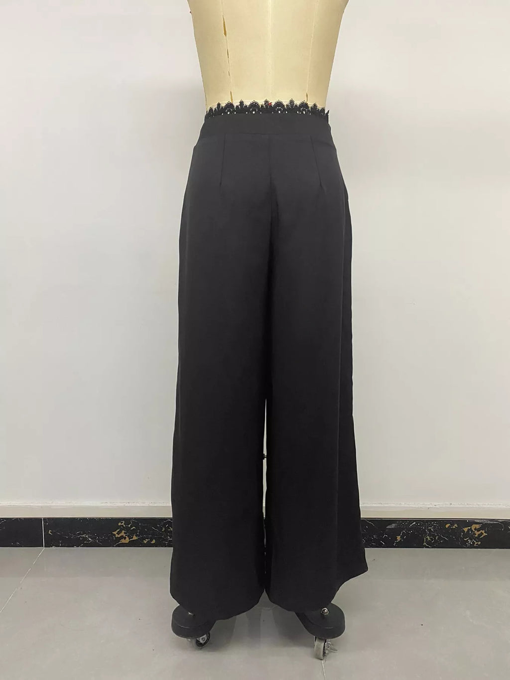 High-Waisted Wide-Leg Lace-Trimmed Pants | STAHlin RADIANCE