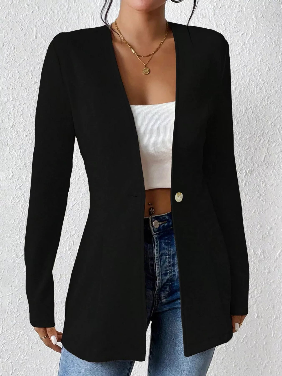 One Button Long Sleeve Blazer | STAHlin RADIANCE