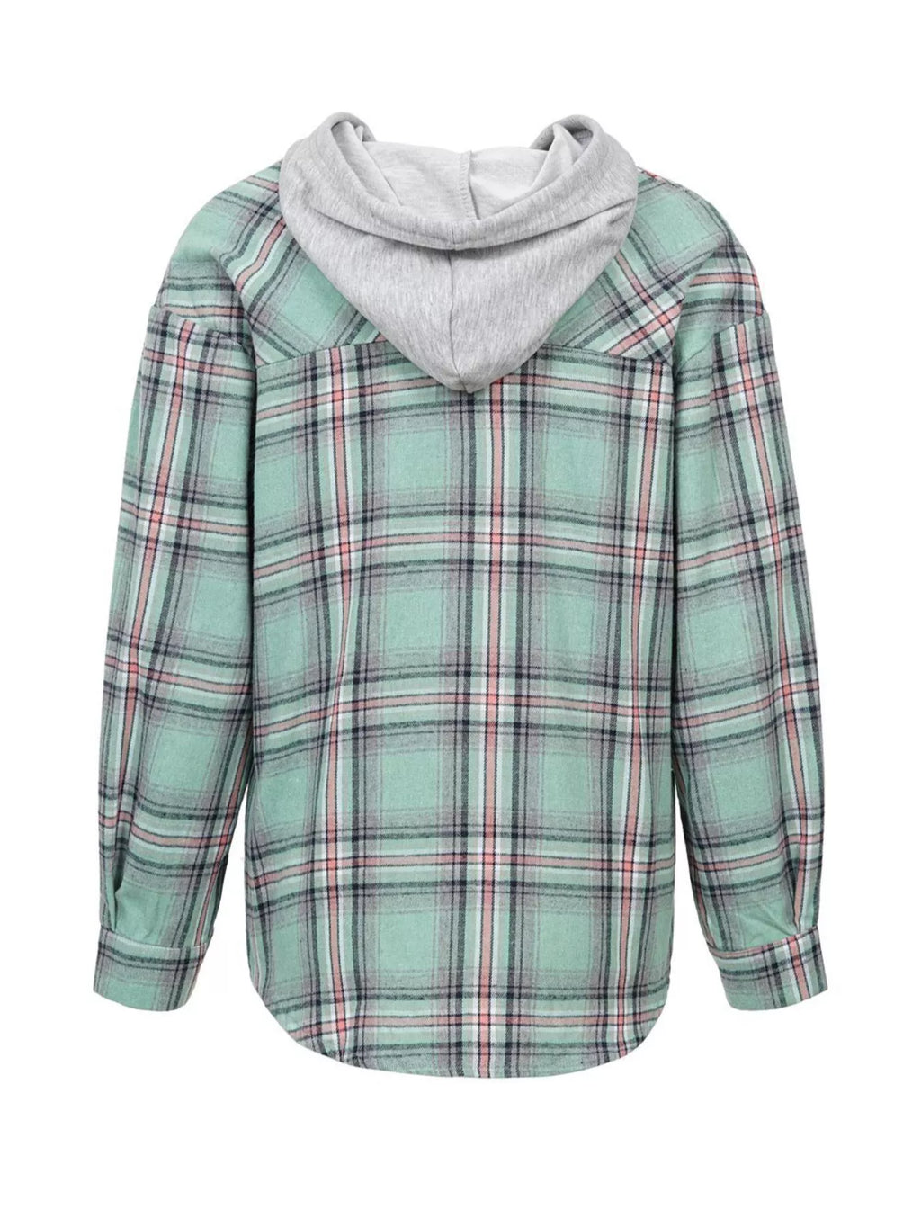 Plaid Button-Up Hooded Shirt with Chest Pocket | STAHlin RADIANCE