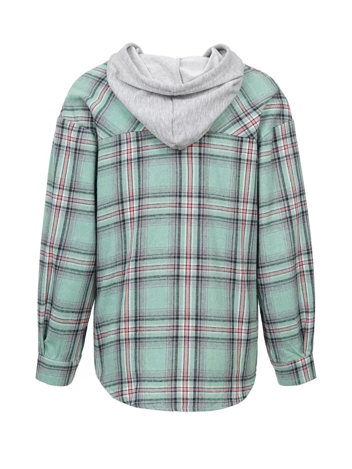 Plaid Button-Up Hooded Shirt with Chest Pocket | STAHlin RADIANCE