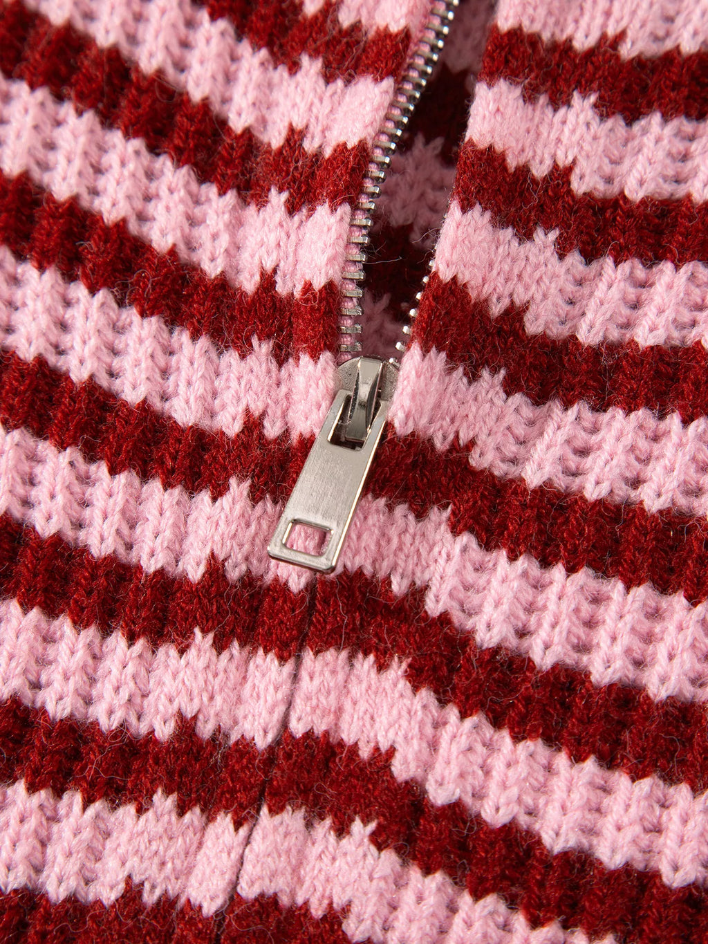 Striped High Neck Zip-up Sweater Long Sleeve Casual Fit Drop Shoulder Open Front Cardigan | STAHlin RADIANCE