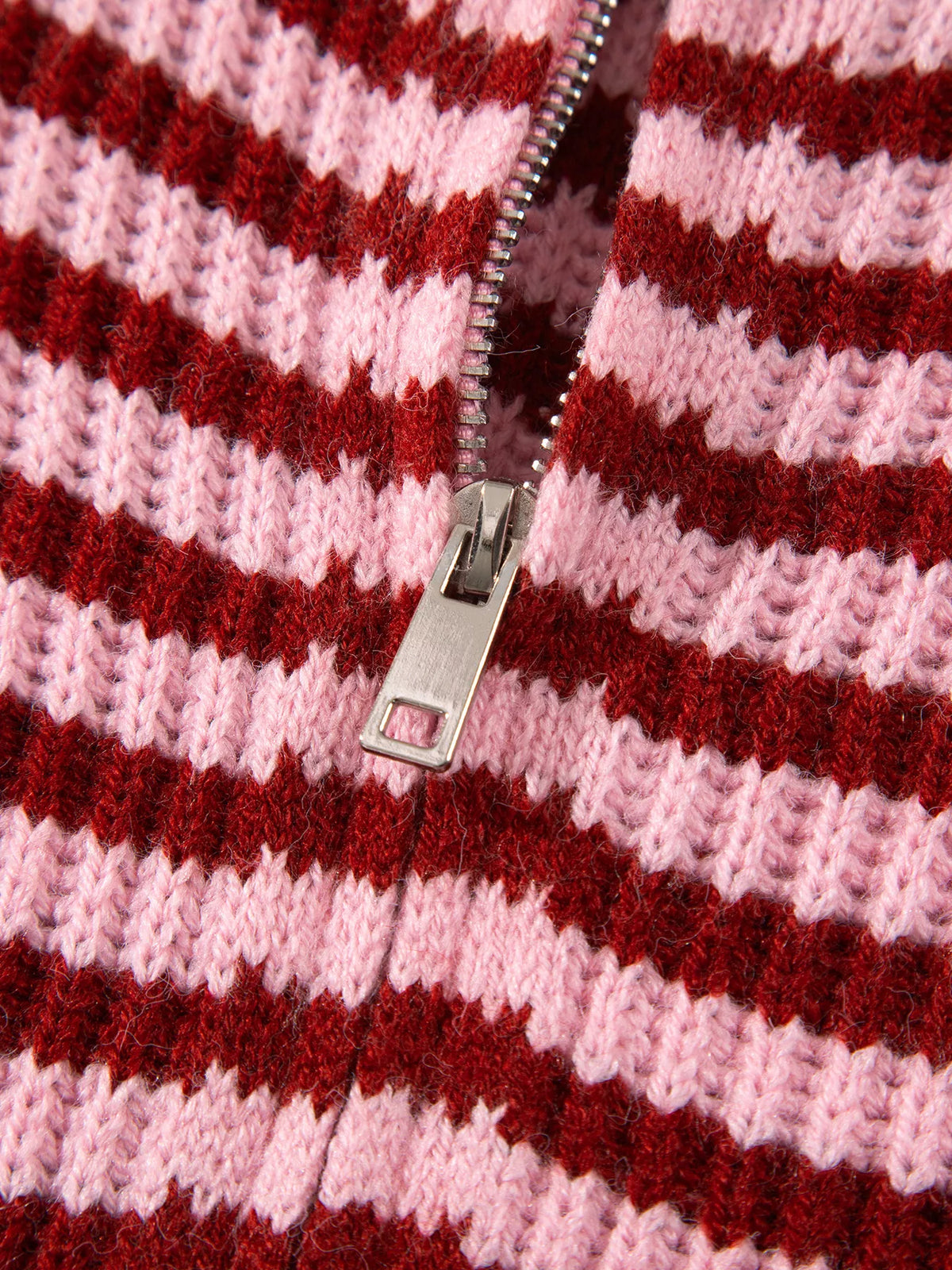 Striped High Neck Zip-up Sweater Long Sleeve Casual Fit Drop Shoulder Open Front Cardigan | STAHlin RADIANCE