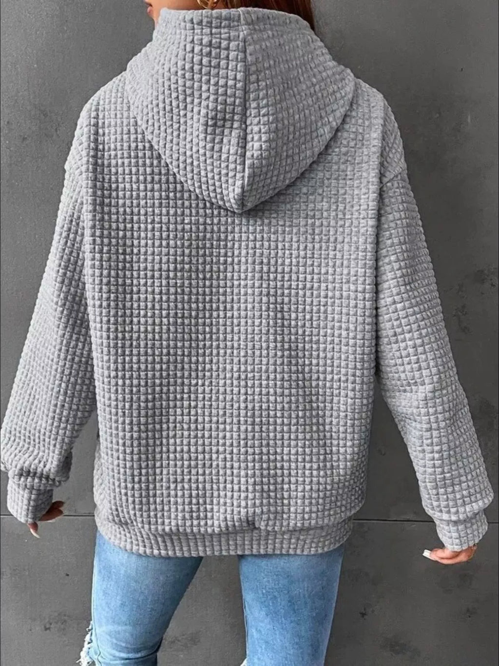 Full Size Textured Kangaroo Pocket Hoodie Plus Size | STAHlin RADIANCE