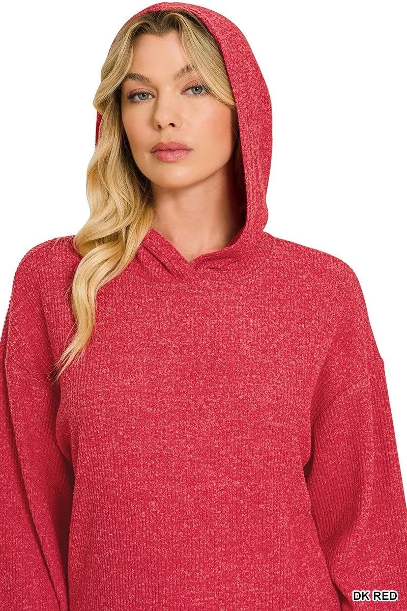 Zenana Brushed Ribbed Hacci Hoodie Pullover | STAHlin RADIANCE