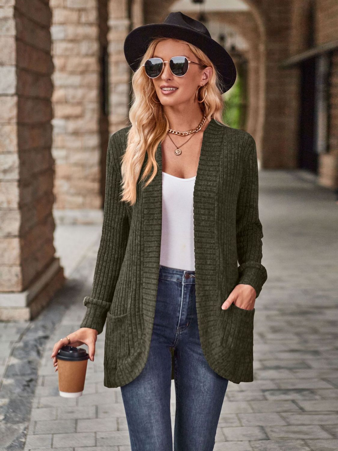 Open Front Cardigan with Pockets | STAHlin RADIANCE