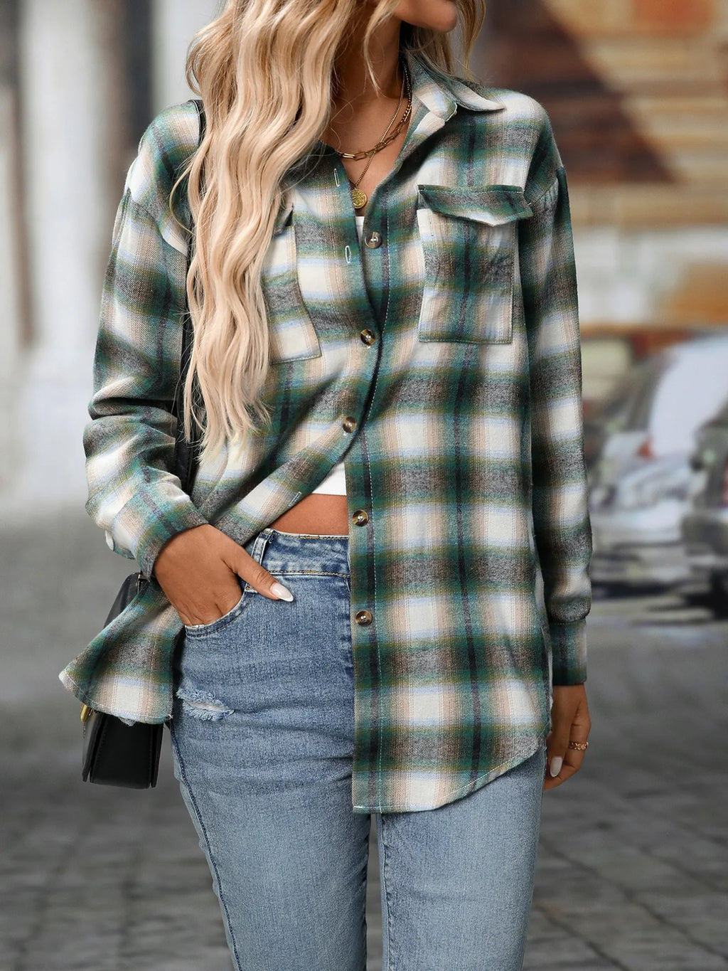 Oversized Plaid Button-Up Shirt | STAHlin RADIANCE