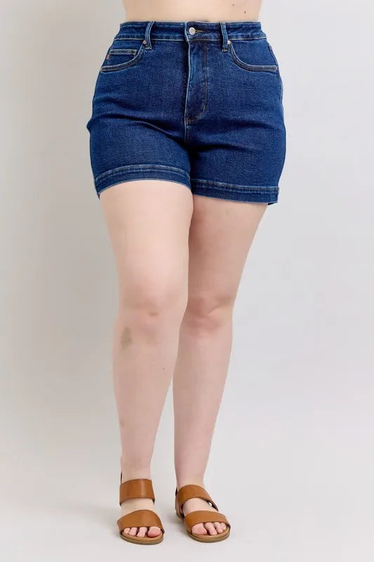 Judy Blue Full Size High Waist Tummy Control Denim Shorts Plus Size | STAHlin RADIANCE