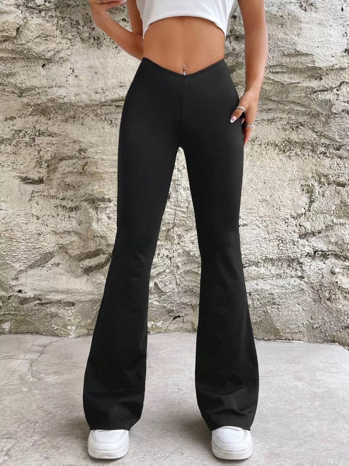 High-Waisted V-Cut Flare Leg Pants | STAHlin RADIANCE