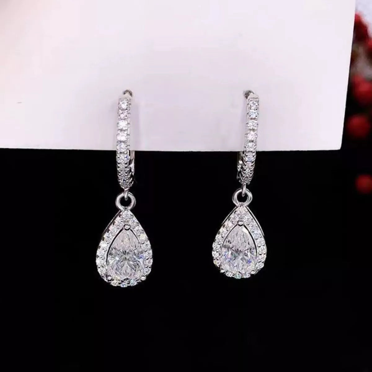 1 Carat 925 Sterling Silver Moissanite Hoop Teardrop Earrings | STAHlin RADIANCE