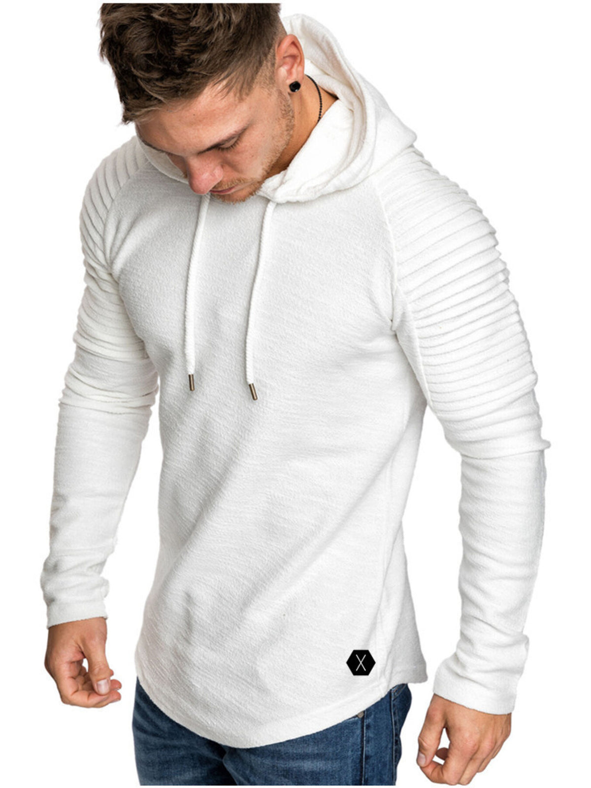 Men's Plus Size Slim Fit Ribbed Hoodie with Drawstring | STAHlin RADIANCE