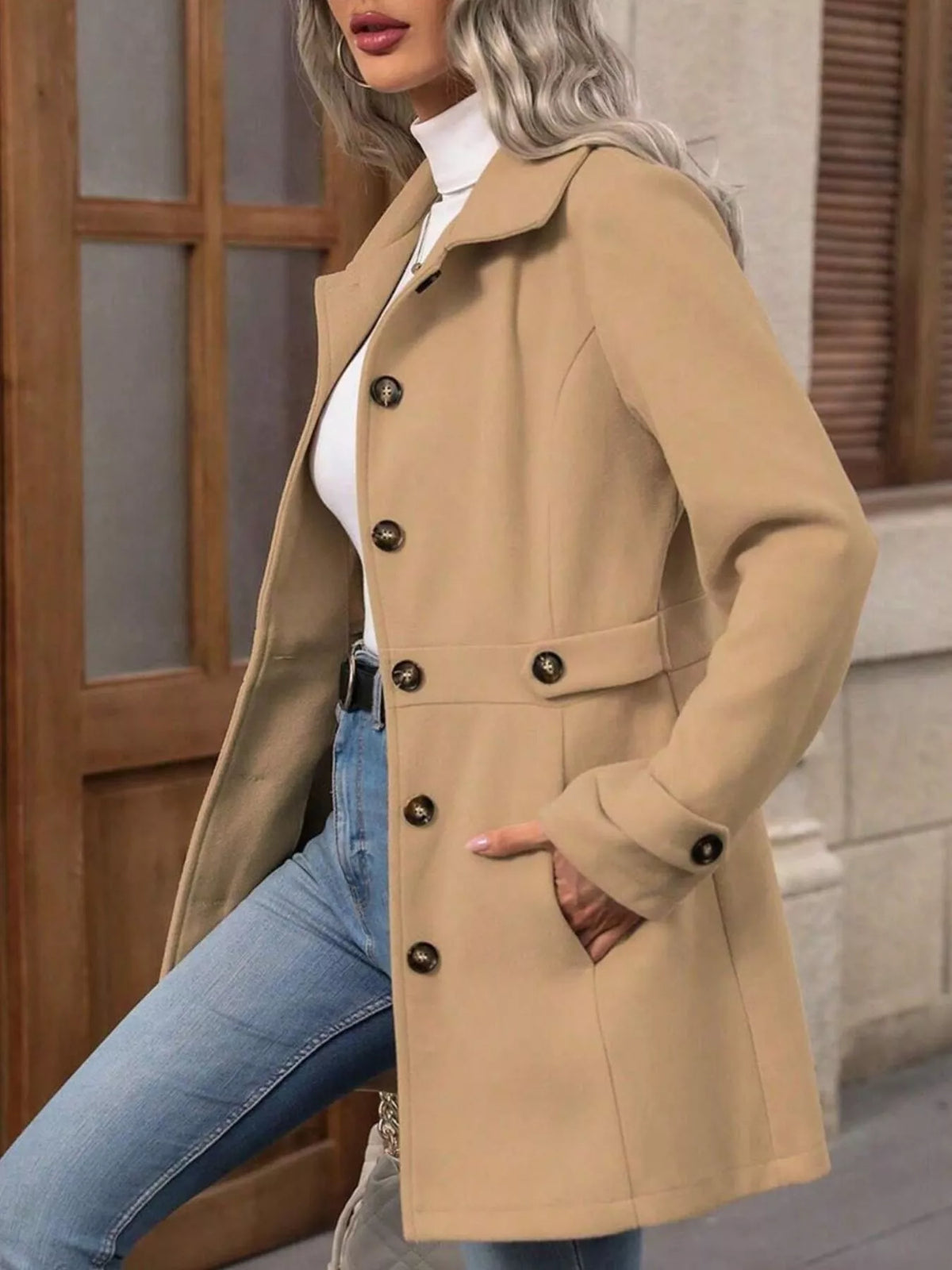 Single-Breasted Long Sleeve Coat | STAHlin RADIANCE