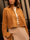 Cropped Faux Suede Button-Down Jacket | STAHlin RADIANCE