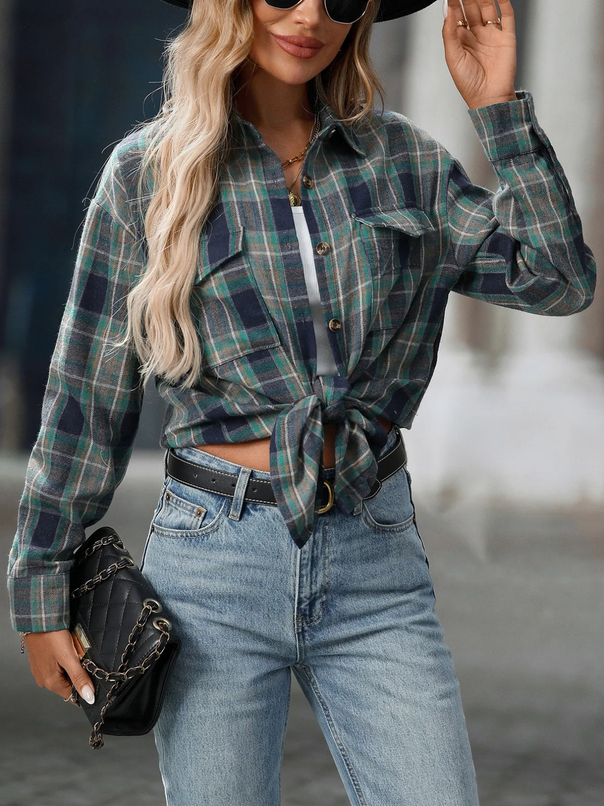 Oversized Plaid Button-Up Shirt | STAHlin RADIANCE