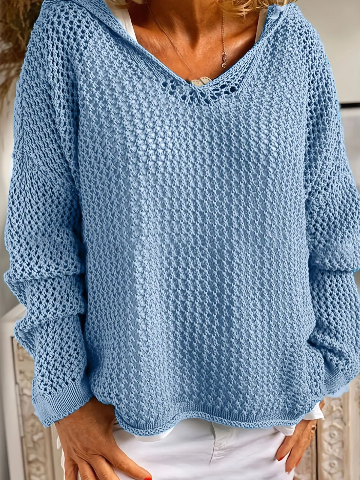 Openwork Long Sleeve Hooded Knit Cover Up | STAHlin RADIANCE