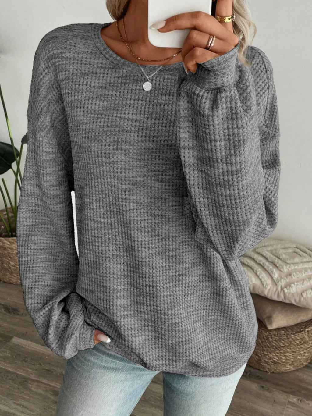 Space-Dyed Long Sleeve Waffle-Knit Top | STAHlin RADIANCE