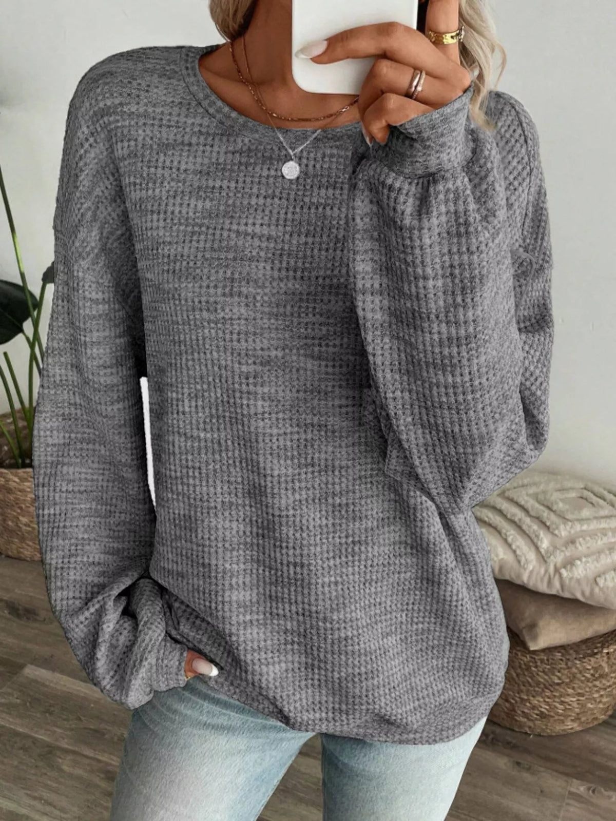 Space-Dyed Long Sleeve Waffle-Knit Top | STAHlin RADIANCE