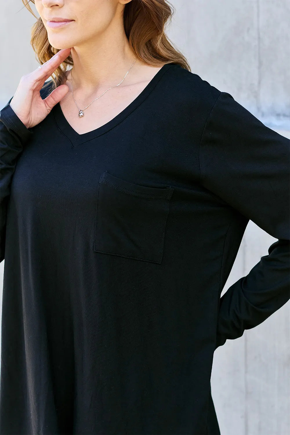 Basic Bae Full Size V-Neck Long Sleeve Top | STAHlin RADIANCE