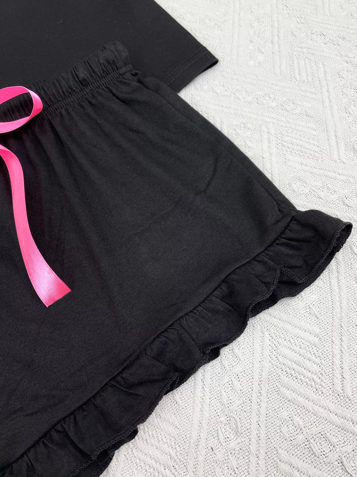 Contrast Piping Button-Down Shirt and Ruffle Shorts Lounge Set | STAHlin RADIANCE
