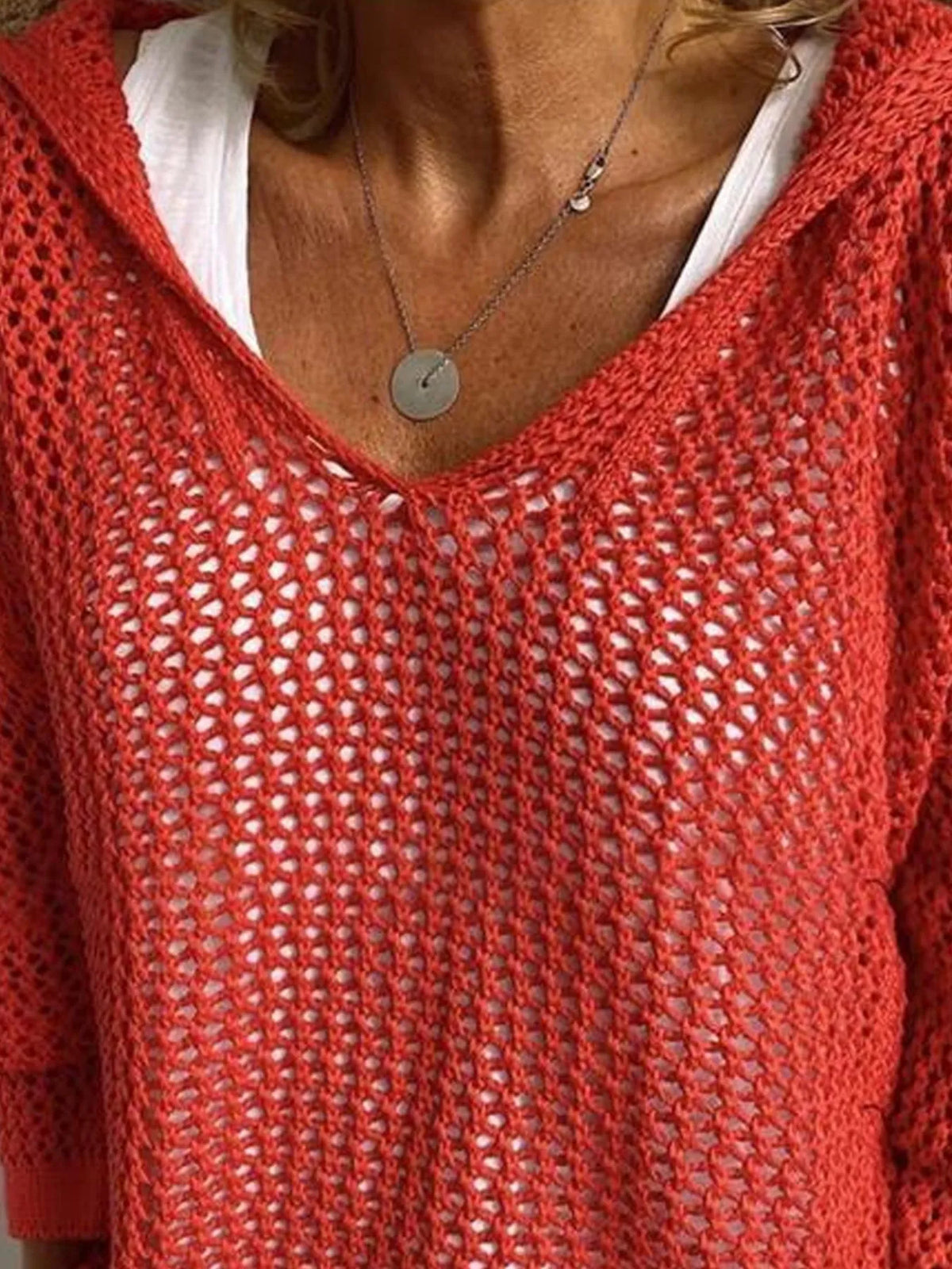 Openwork Long Sleeve Hooded Knit Cover Up | STAHlin RADIANCE