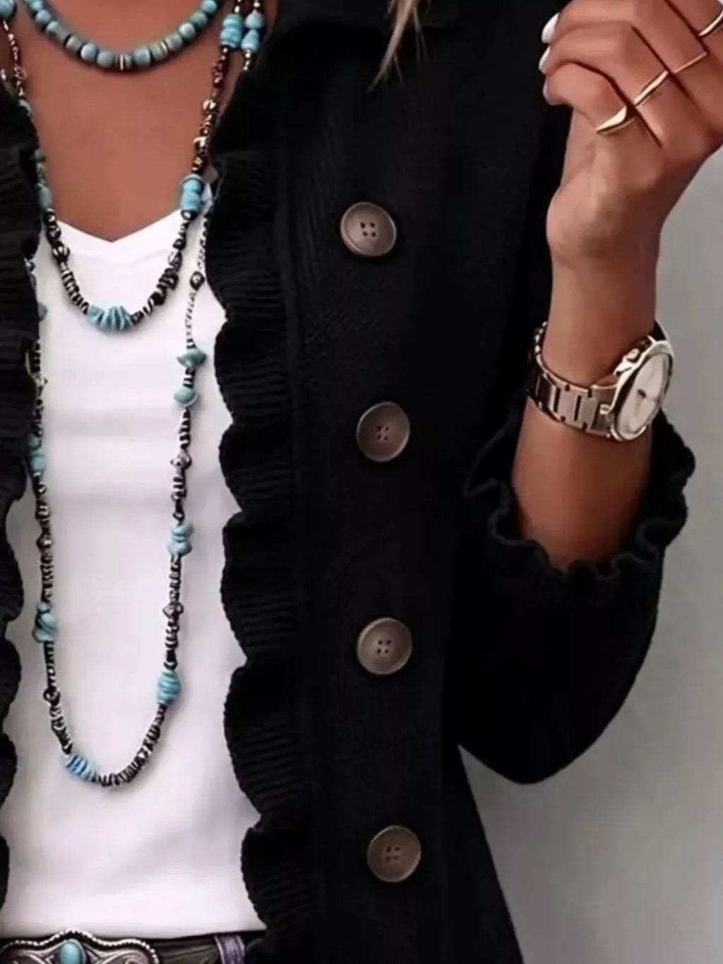 The Eloise Ruffle Cardigan | STAHlin RADIANCE