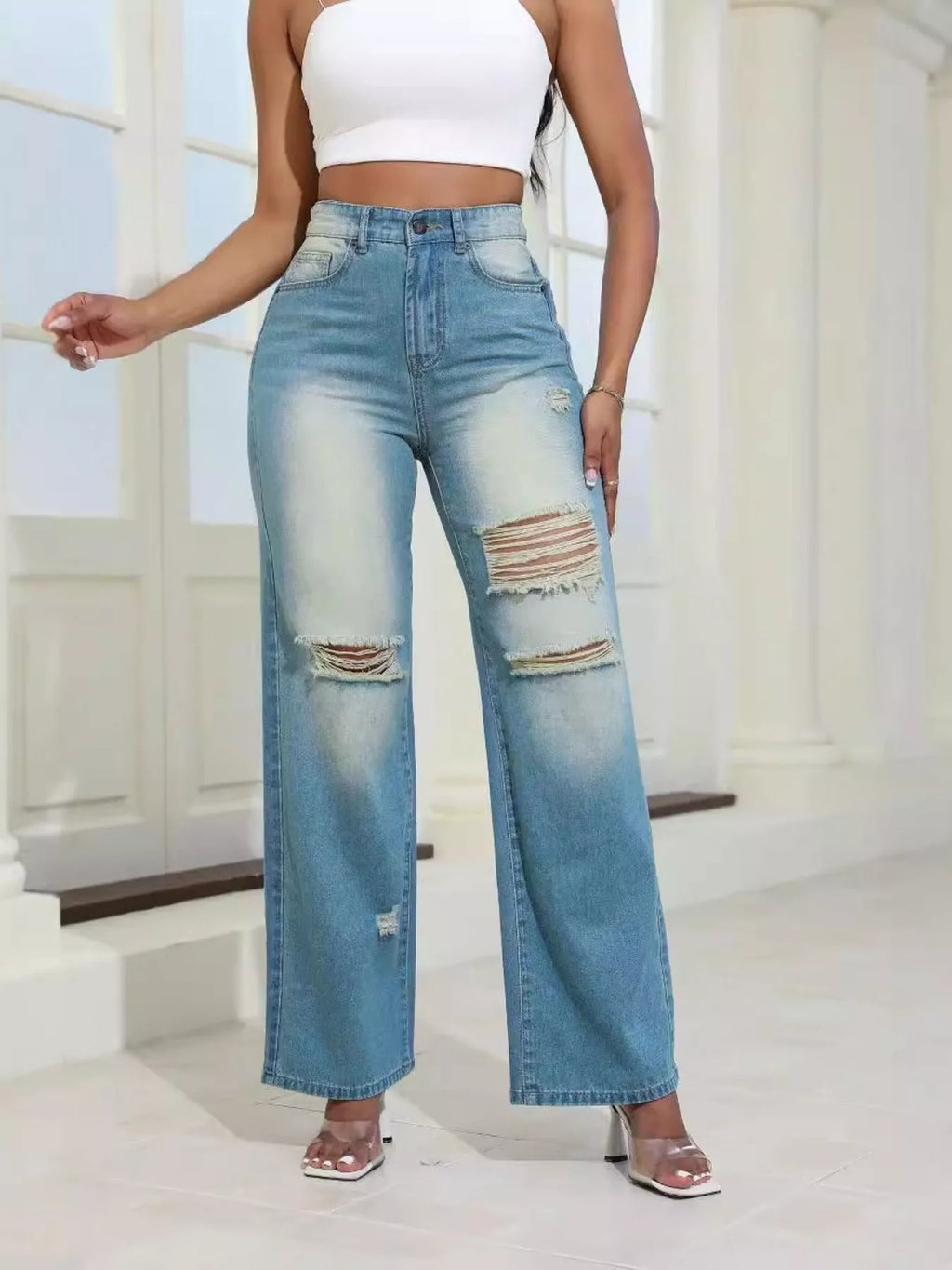 The Nova RISEN High-Waisted Distressed Jeans | STAHlin RADIANCE