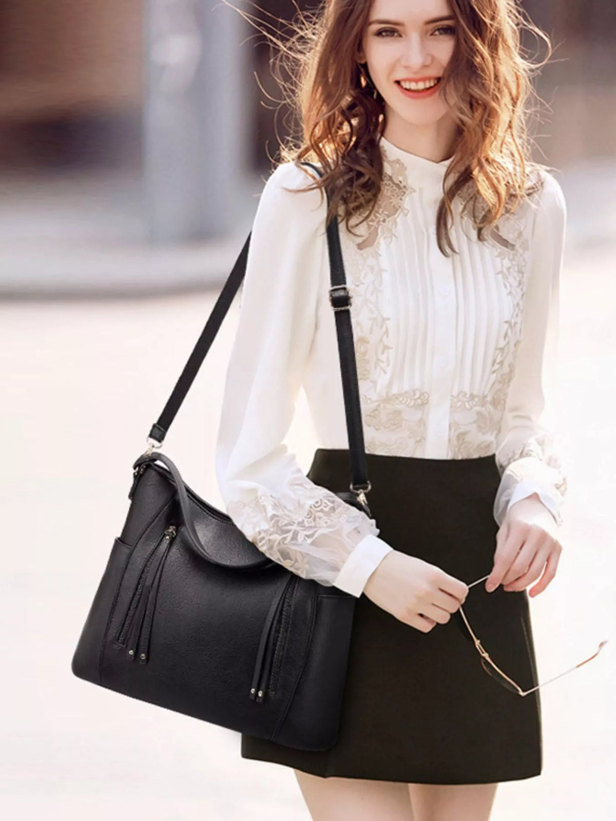 Leather Casual Shoulder Bag | STAHlin RADIANCE