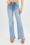 RISEN Full Size Tummy Control Mid Rise Flare Jeans with Fray Hem Detailed Plus Size | STAHlin RADIANCE
