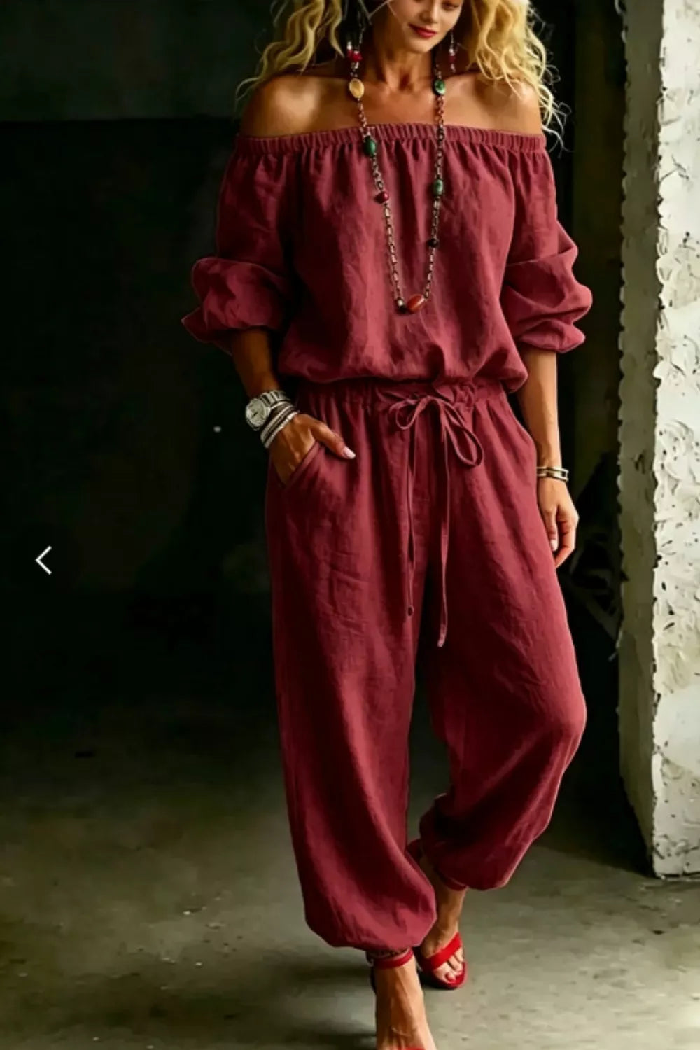 Full Size Off-Shoulder Top and Pants Set Plus Size | STAHlin RADIANCE