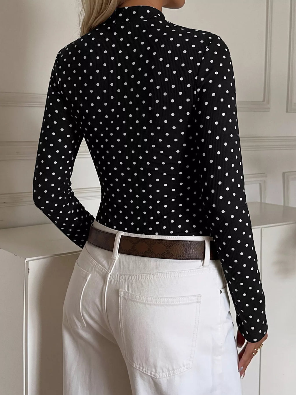 Polka Dot Cutout Long Sleeve Bodysuit | STAHlin RADIANCE
