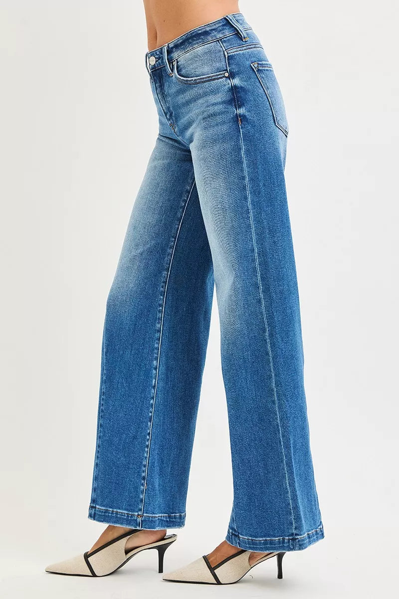 RISEN Full Size Mid Rise Wide Leg Jeans with Flared Look Plus Size | STAHlin RADIANCE