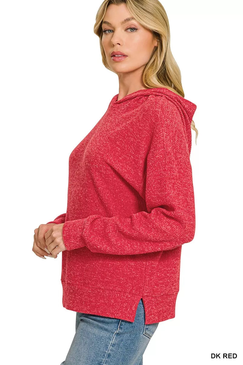 Zenana Brushed Ribbed Hacci Hoodie Pullover | STAHlin RADIANCE
