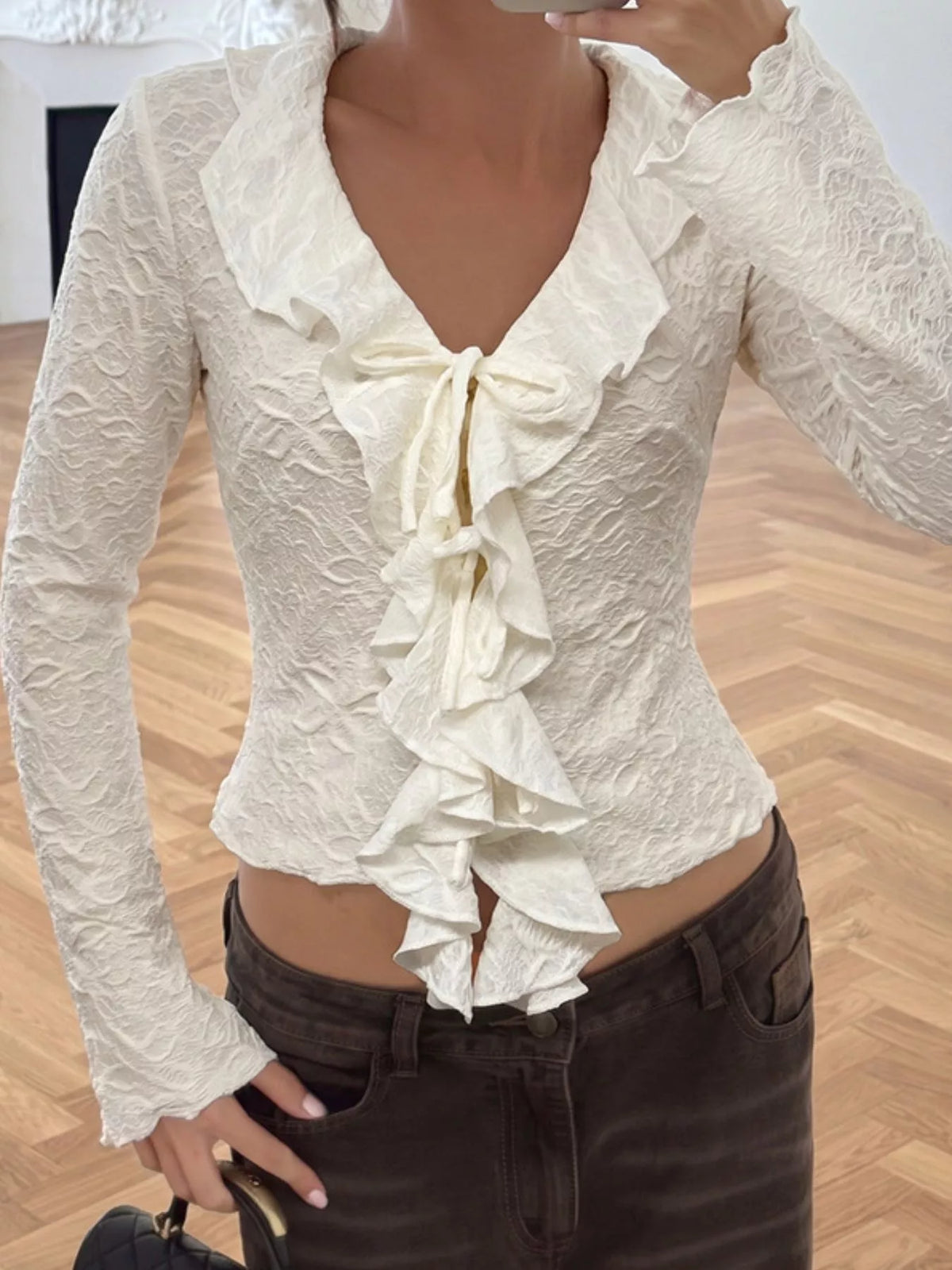 Ruffled Long-Sleeve T-Shirt | STAHlin RADIANCE