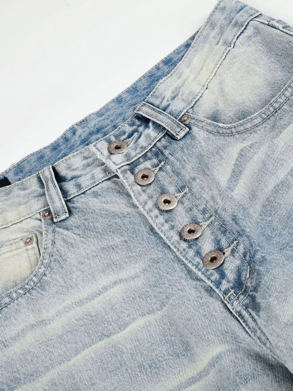 Men's High-Waisted Button-Fly Wide-Leg Vintage Washed Jeans | STAHlin RADIANCE