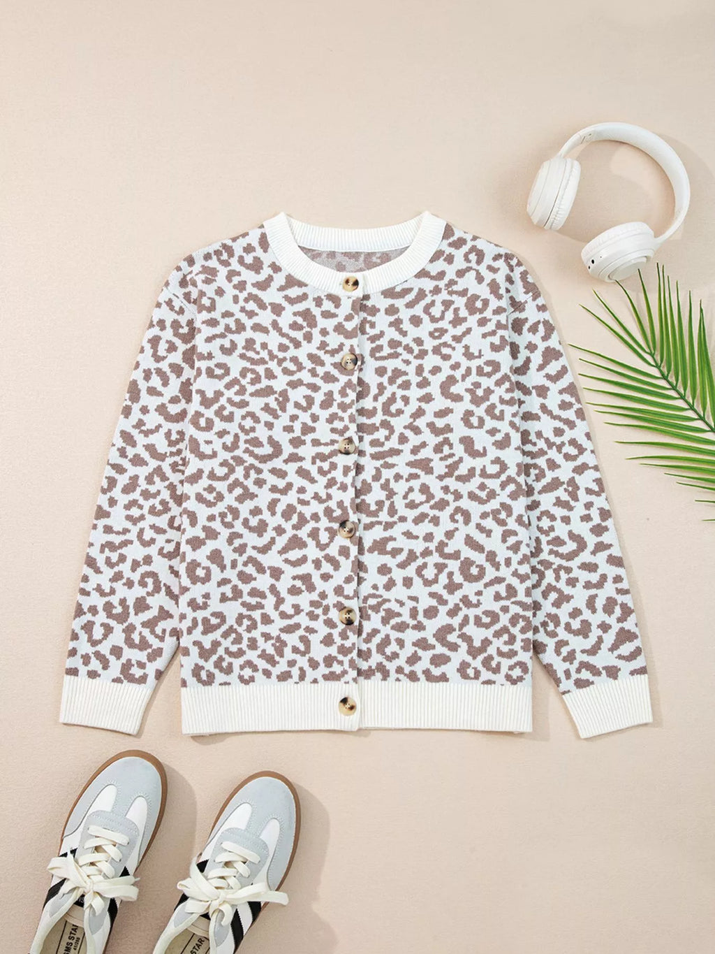 Leopard Drop Shoulder Chunky Knitted Cardigan | STAHlin RADIANCE