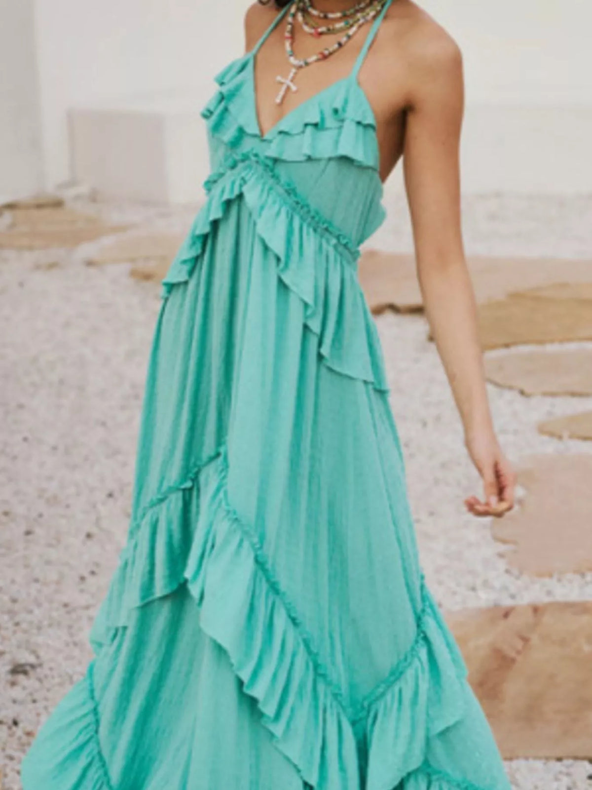 Ruffled Halter Neck Maxi Dress | STAHlin RADIANCE