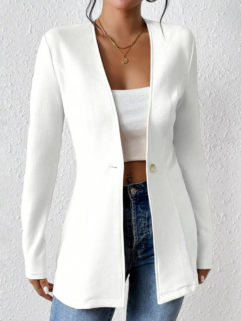 One Button Long Sleeve Blazer | STAHlin RADIANCE