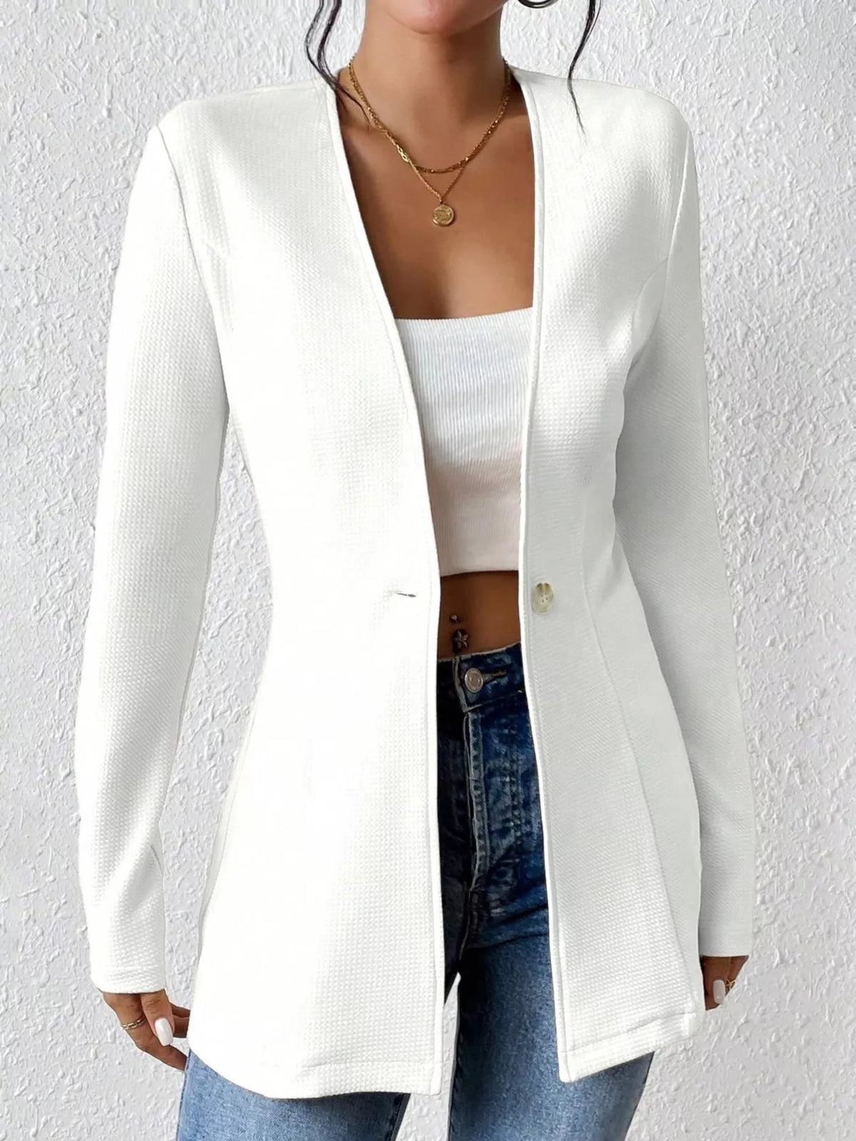 One Button Long Sleeve Blazer | STAHlin RADIANCE
