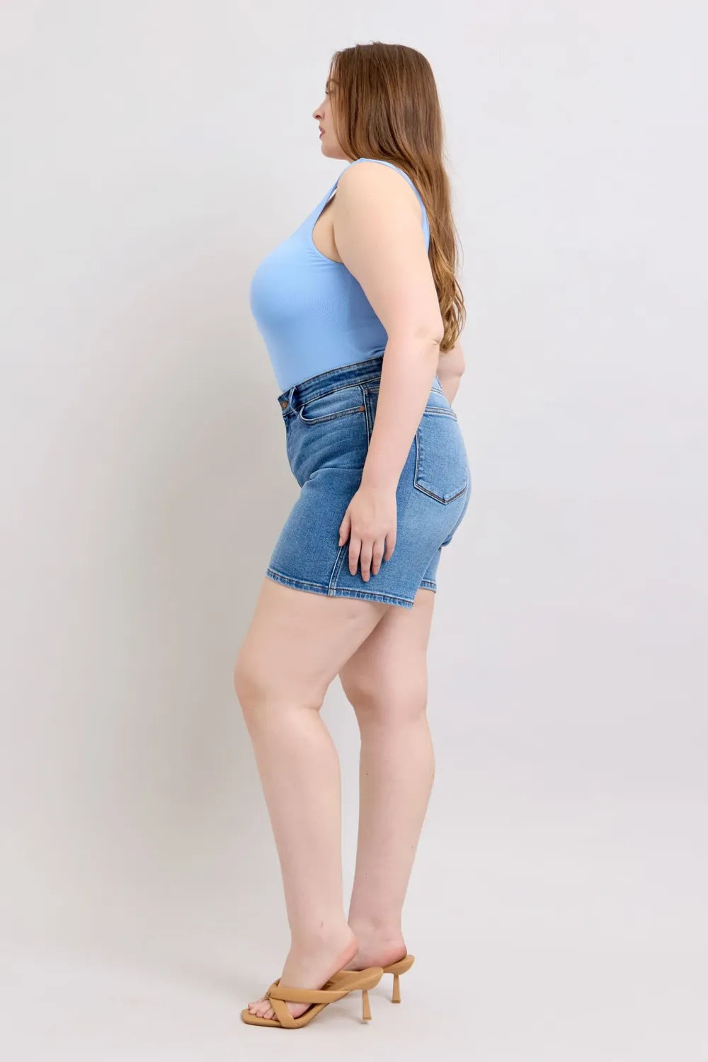 Judy Blue Full Size 2 Button Denim Shorts with Pockets Plus Size | STAHlin RADIANCE