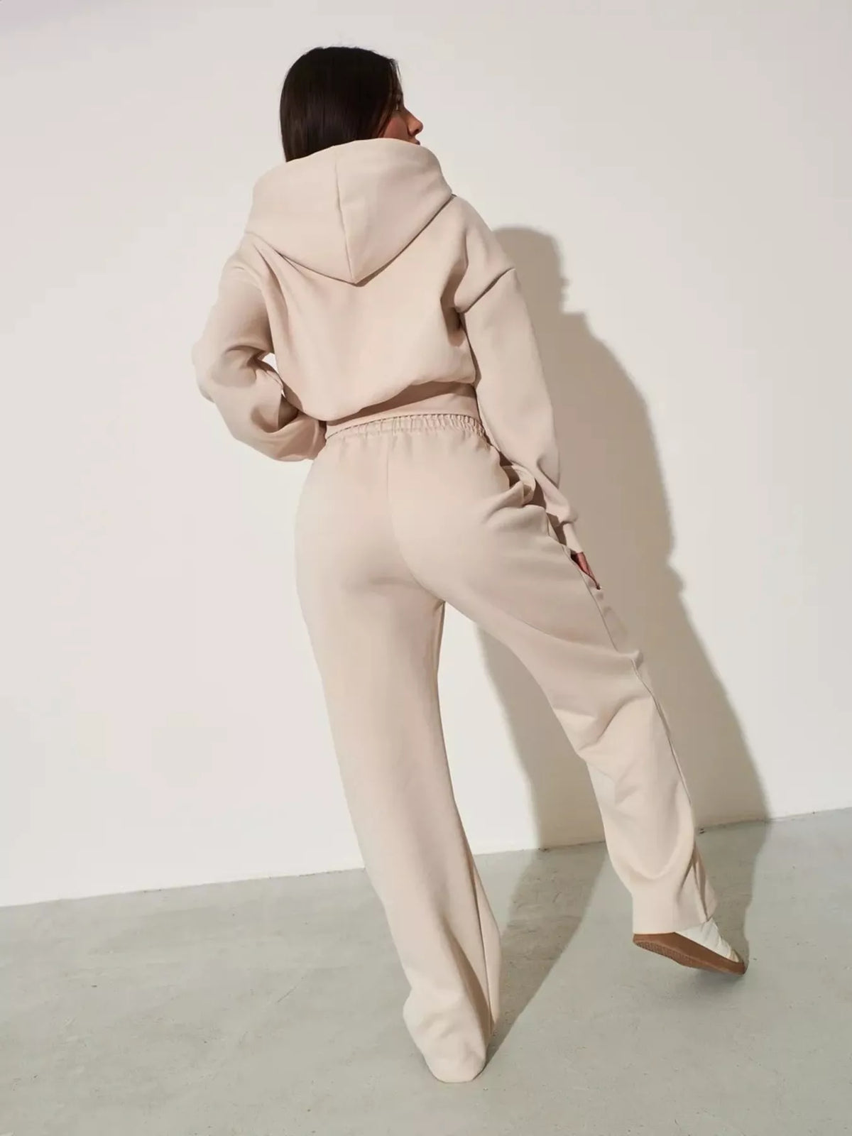 Zip-Up Hoodie and Wide-Leg Sweatpants Set | STAHlin RADIANCE