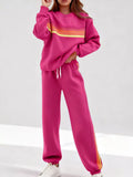 Striped Round Neck Sweatshirt and Pants Set | STAHlin RADIANCE