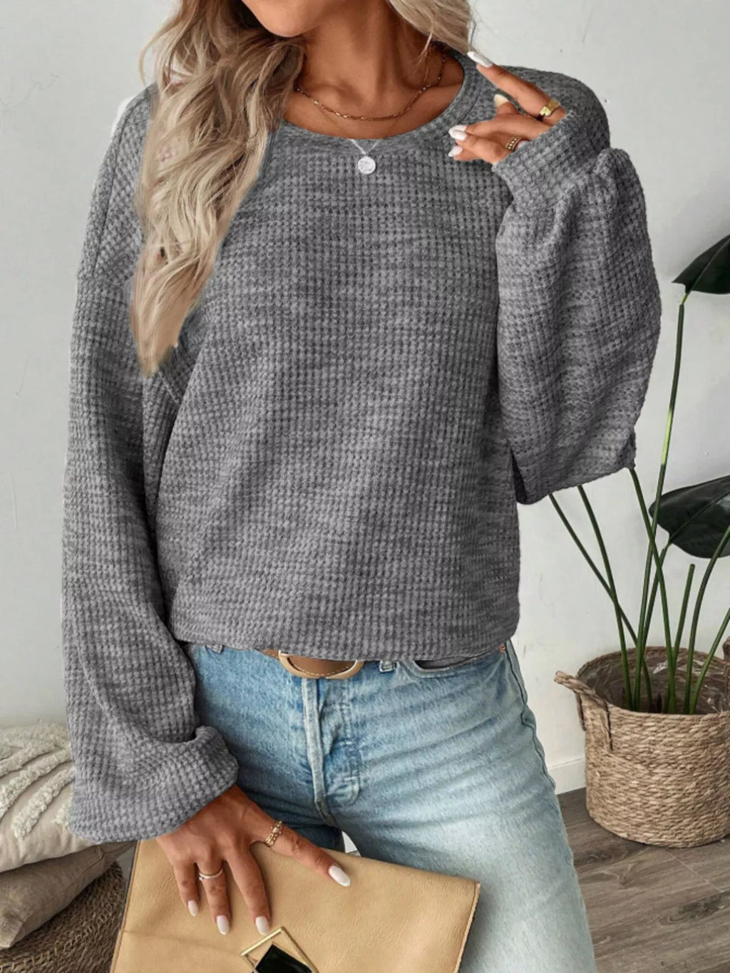 Space-Dyed Long Sleeve Waffle-Knit Top | STAHlin RADIANCE