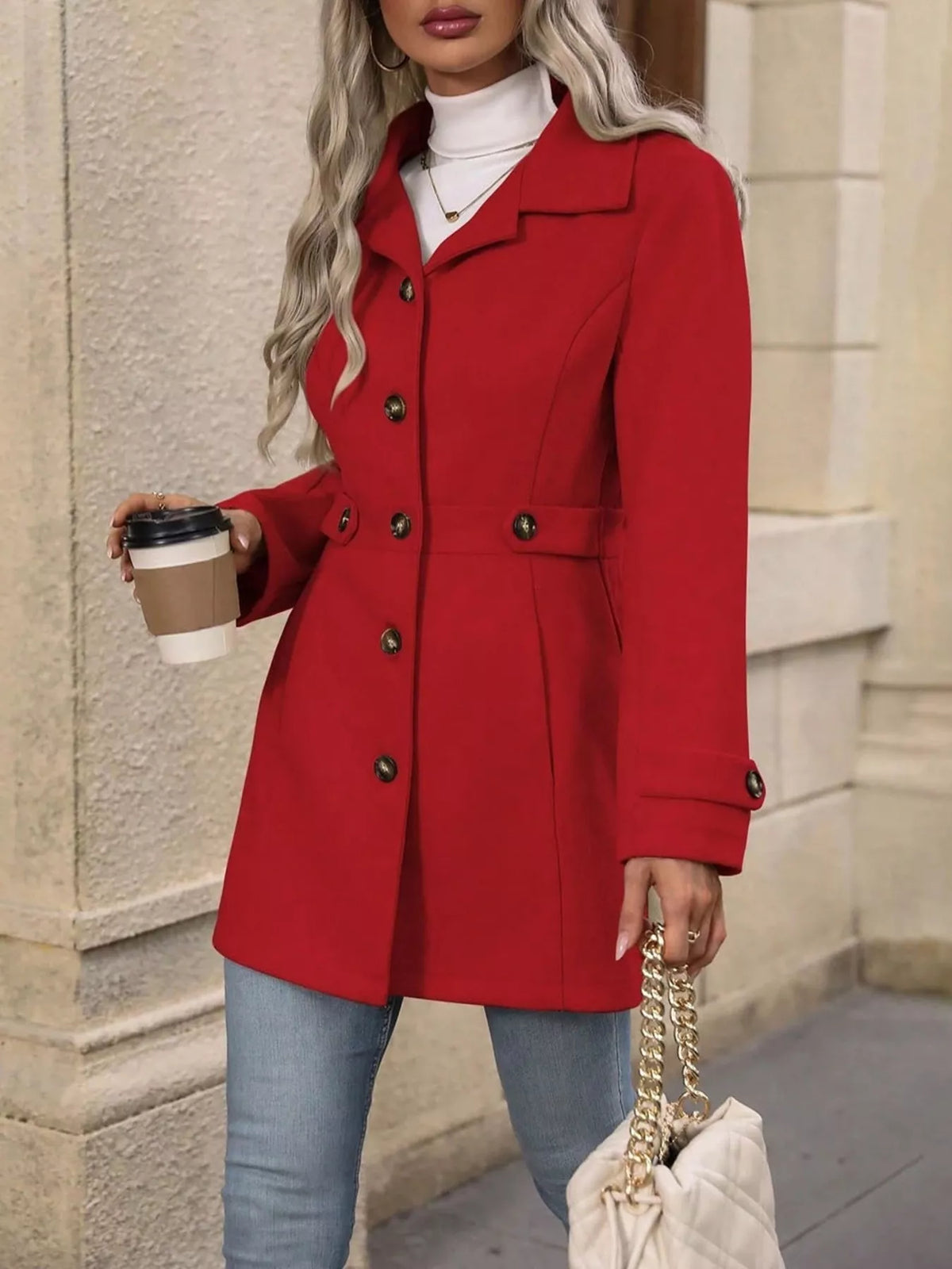 Single-Breasted Long Sleeve Coat | STAHlin RADIANCE