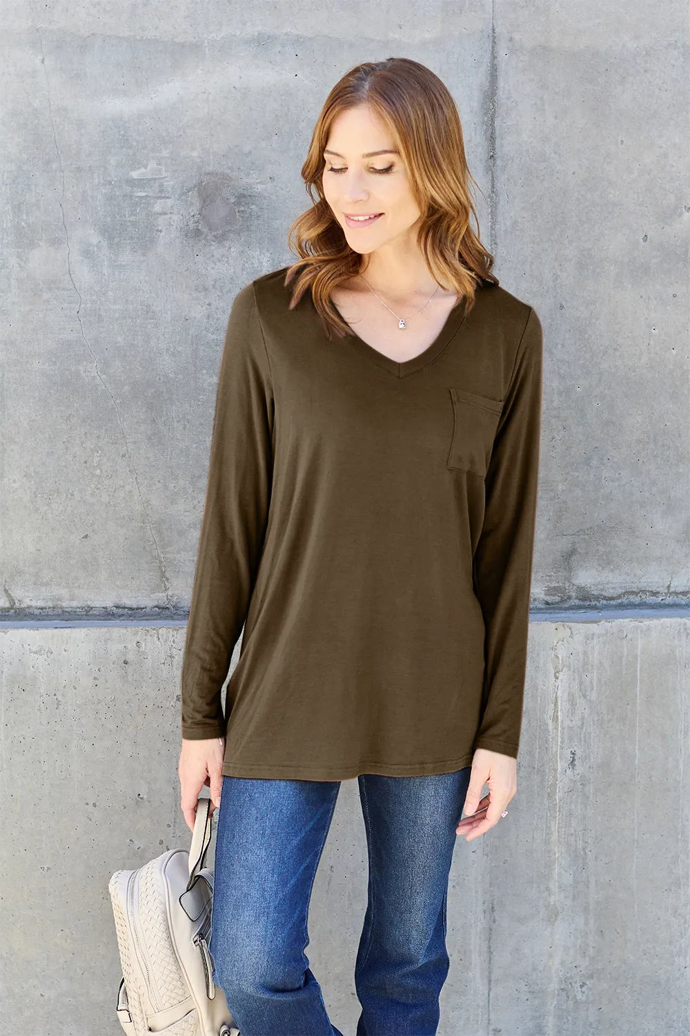 Basic Bae Full Size V-Neck Long Sleeve Top | STAHlin RADIANCE