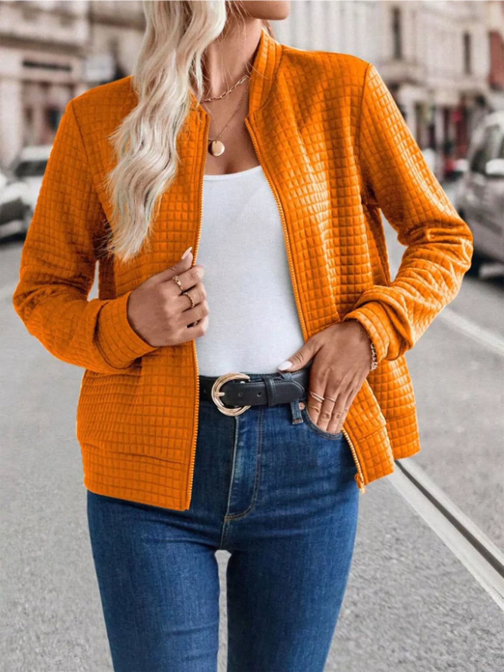 Textured Zip-Up Long Sleeve Jacket | STAHlin RADIANCE